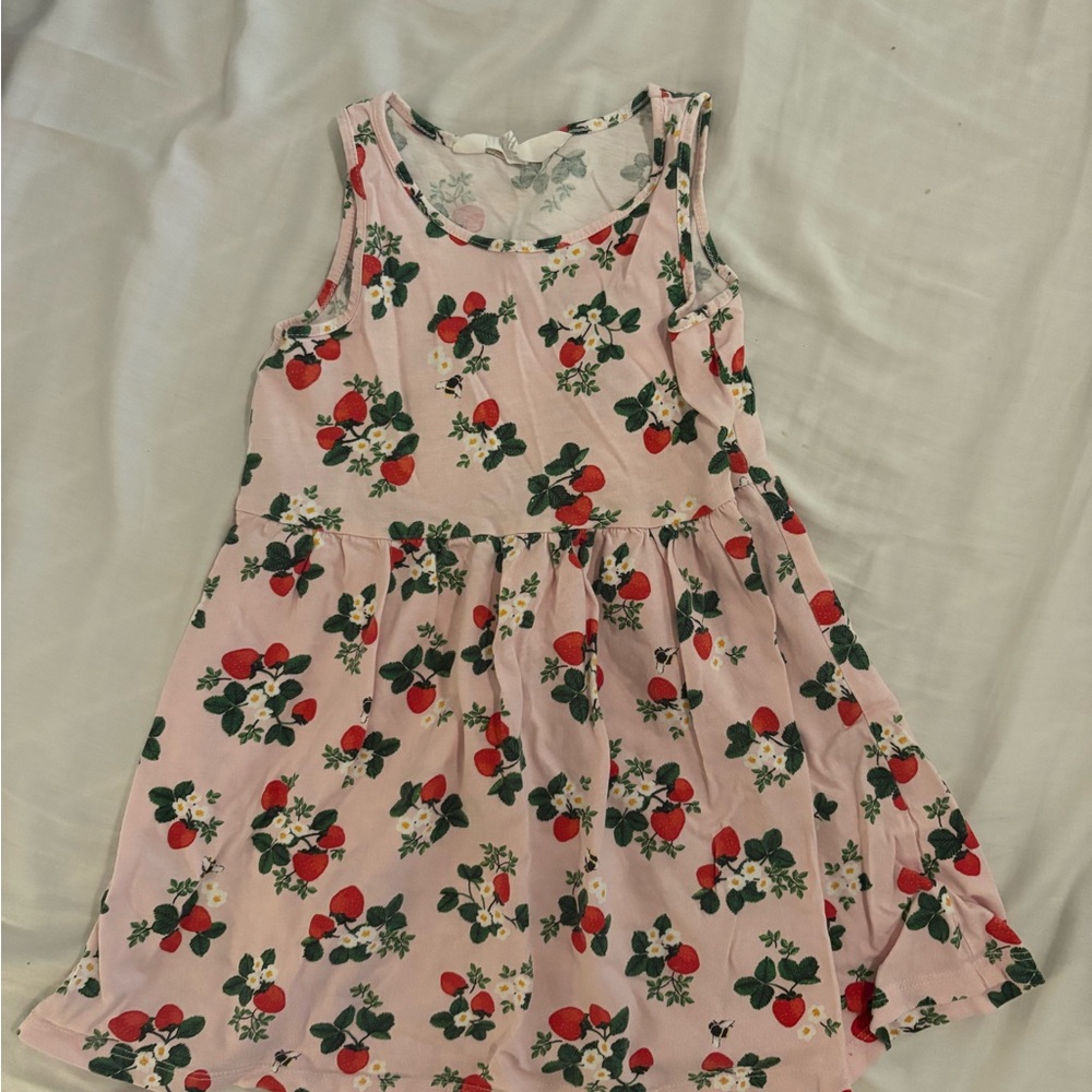 H&M Pink Scoop Neck Sleeveless strawberry Sundress Casual